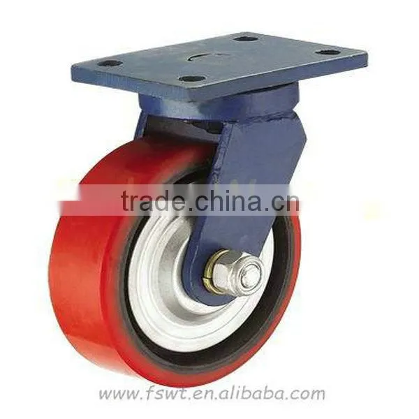 Red Polyrethane Double Bearing Heavy Duty Silent Caster