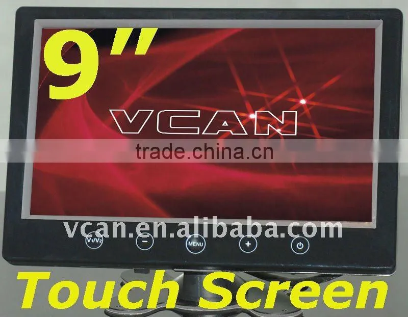 Mirror function monitor with LED backlight car touch button video monitors Remote control 9 inch input lcd monitor