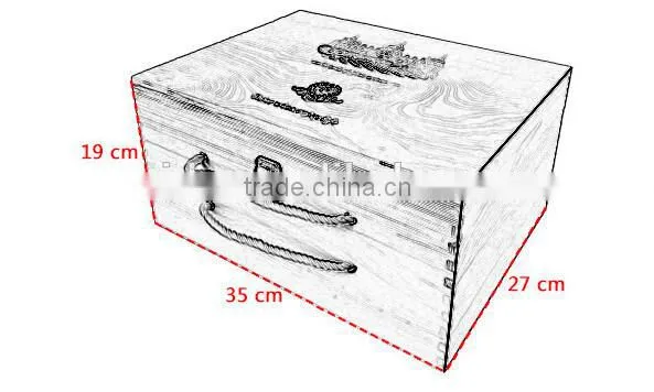 Pine WOOD wine box for 6 bottles silk screen printing