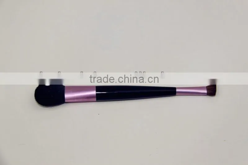 Wool hair horse hair double side cosmetic brush,plastic handle eyeshadow brush powder brush