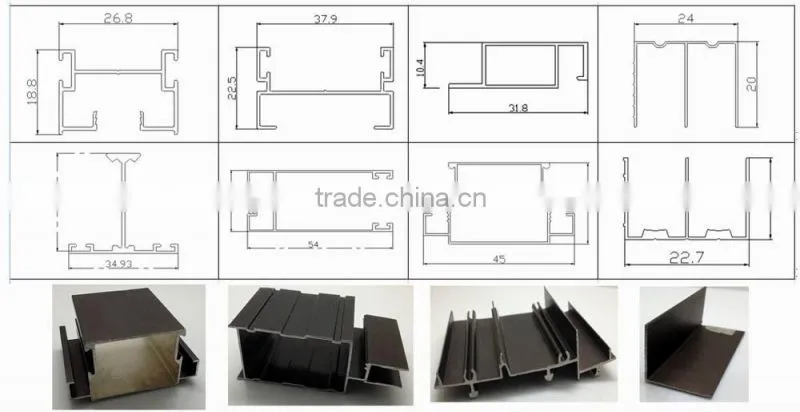 Aluminum extrusion profiles for windows and doors, pipe and customized shapes