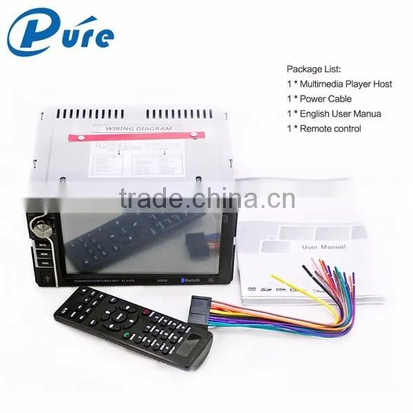 Hot Sale 6.2 inch Double Din Touch Screen Car DVD Player Built in TV System/ FM Radio/ Amplifier with Bluetooth