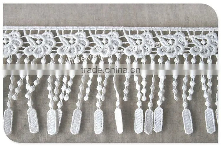 Beautiful design 9cm width polyetser crochet tassel fringe for dresses wholesale