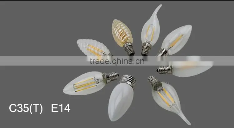 Clear Housing E27 Dimmable LED Filament Bulb C35 4w E14 B22