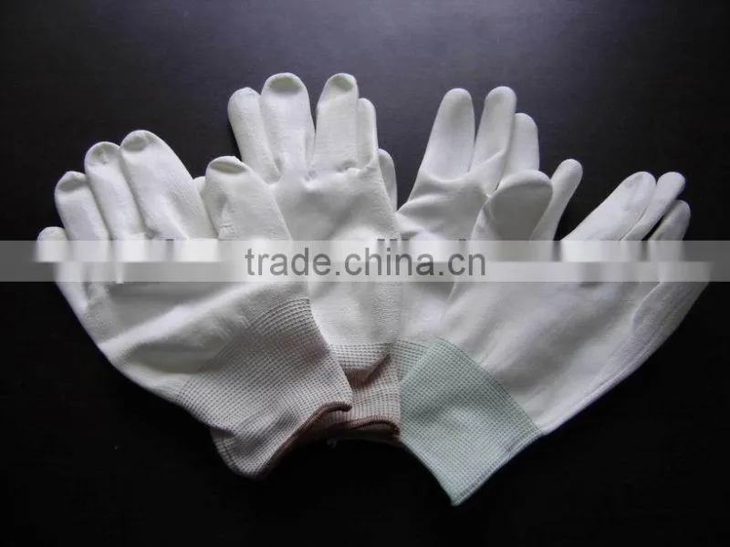 ESD gloves, HAND GLOVE plastic dropping on fabric gloves