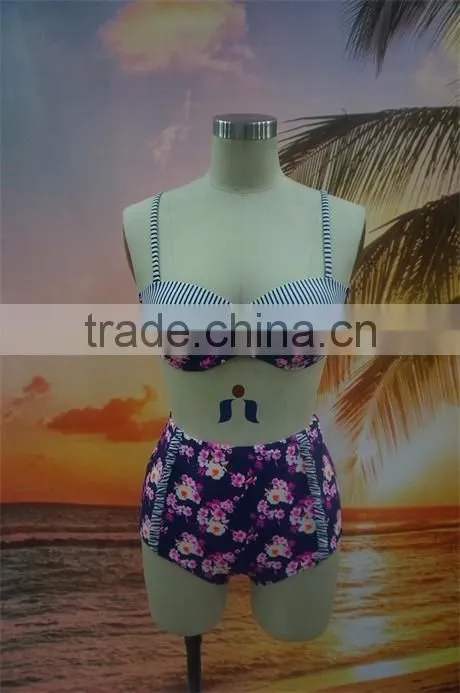 New fashion printed flower women hot sexy high waist bikini