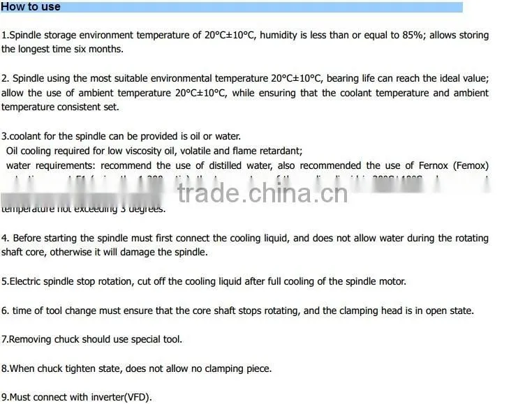 ISO20, 30000RPM, 2KW, 220V ATC milling spindle machining center spindle motor