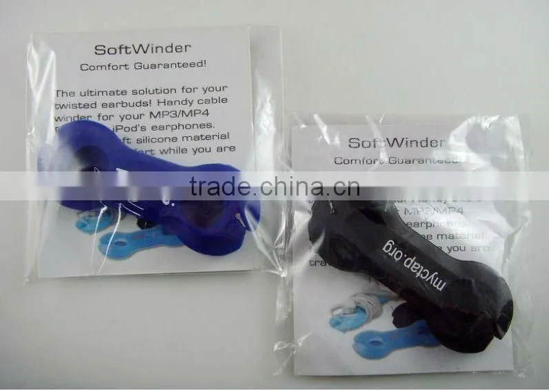 silicone earphone bobbin winder ,silicone cable winders, earphone cord wrap