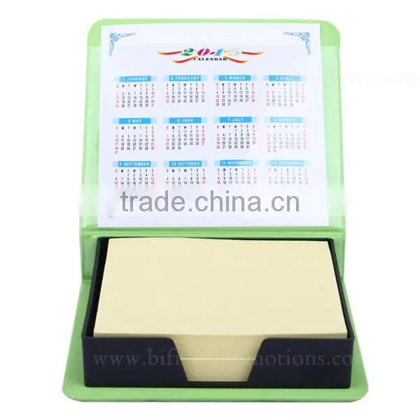 Color Leather Box With Calendar Sticky Custom Memo Pad