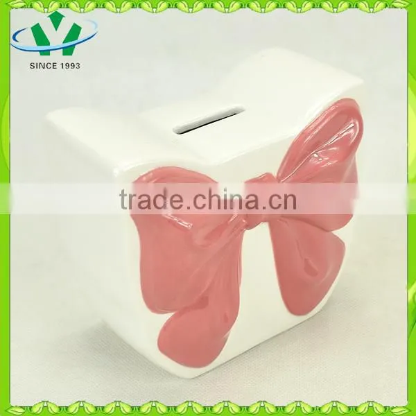 Bowknot handbag ceramic coin banks wholesale