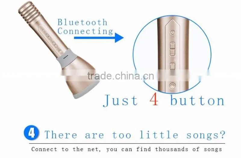 Alibaba wholesale portable Karaoke microphone for Smartphones Bluetooth speaker Portable Wireless Karaoke Microphone