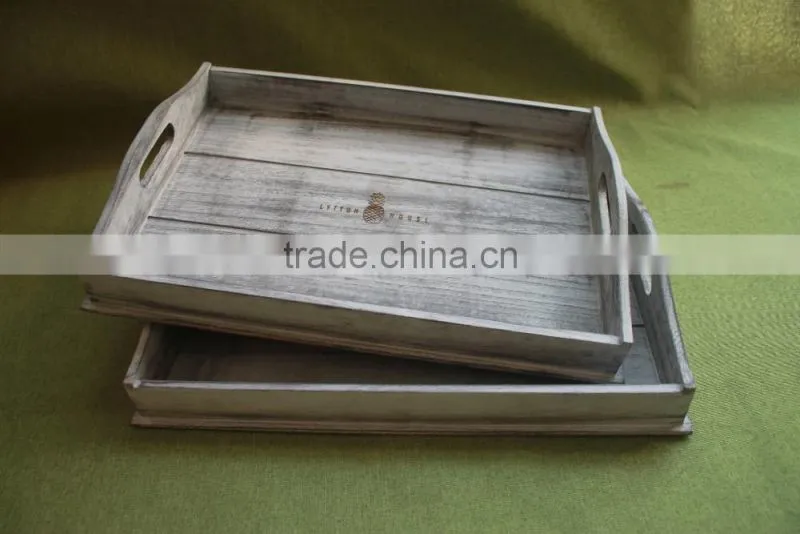 Rustic customized vintage balsa wooden food storage tray with laser engraving logo