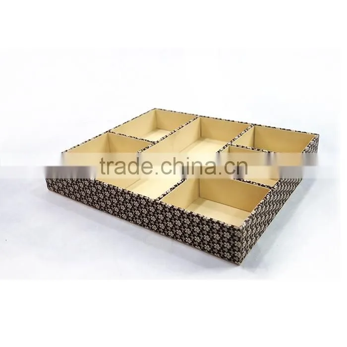 6 Compartments Leather Non Woven Fabric Desk Organizer With One Ring Holder