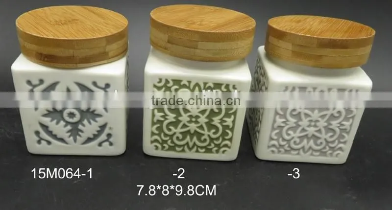 Classical Pattern Ceramic Canisters Kitchen airtight jar
