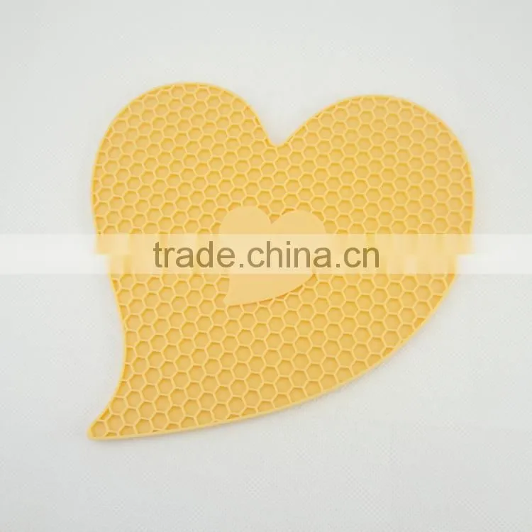 Lover heart cellular shaped Heat Resistant Silicone Pot Holder/Mat/Pad/Trivet/Coaster
