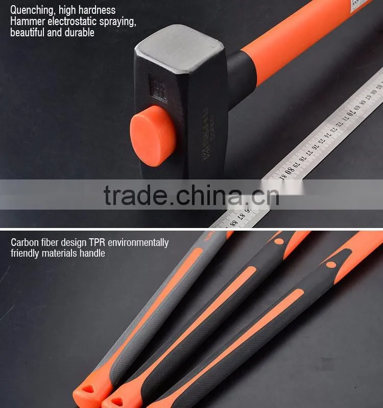 Professional Carbon Steel Stoning Stong Hammer With Long Flbreglass Handle
