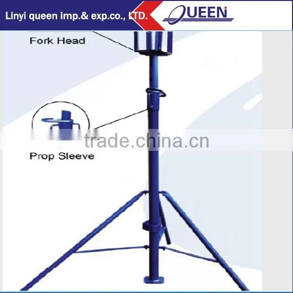 Shoring steel prop forkhead to support beam