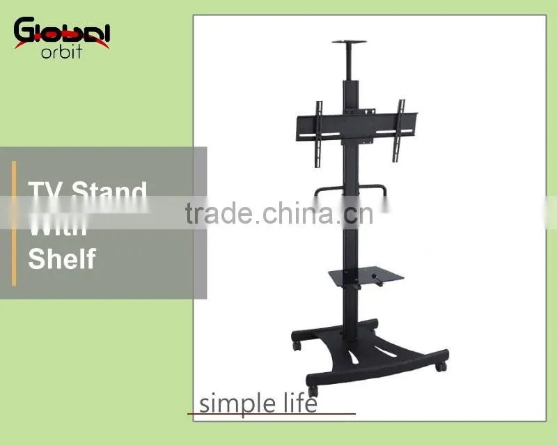 Metal Plasma Monitor Metal Display Holder Rotated TV Stand With Shelf
