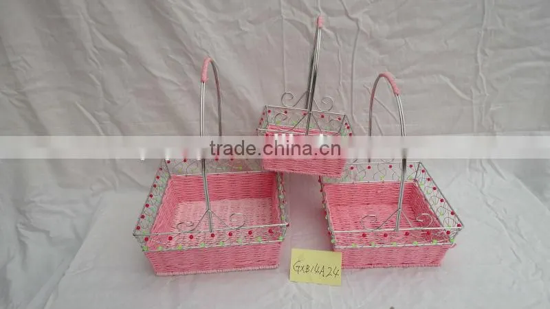 decorative iron wire basket with paper rope