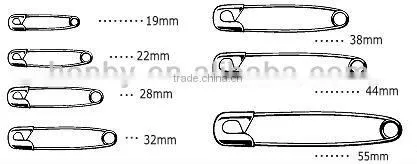 HONBY Wholesaled Alloy Plated 55mm Bunched Safety Pins