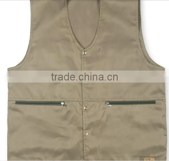 Men's reversible clothing casual outdoor fishing vest multi-pocket Men V-neck cotton vest brand