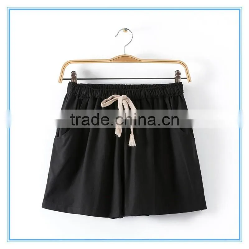 Wholesale Women Summer Beach Girl Cotton Linen Shorts 15 Colors Plus Size