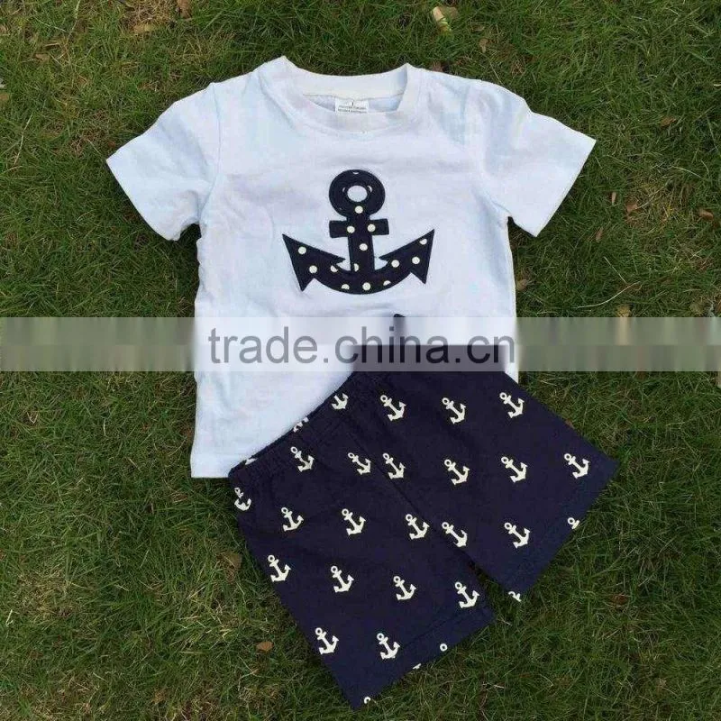 2015 new arrival anchor print shorts boy short set summer short outfit sets