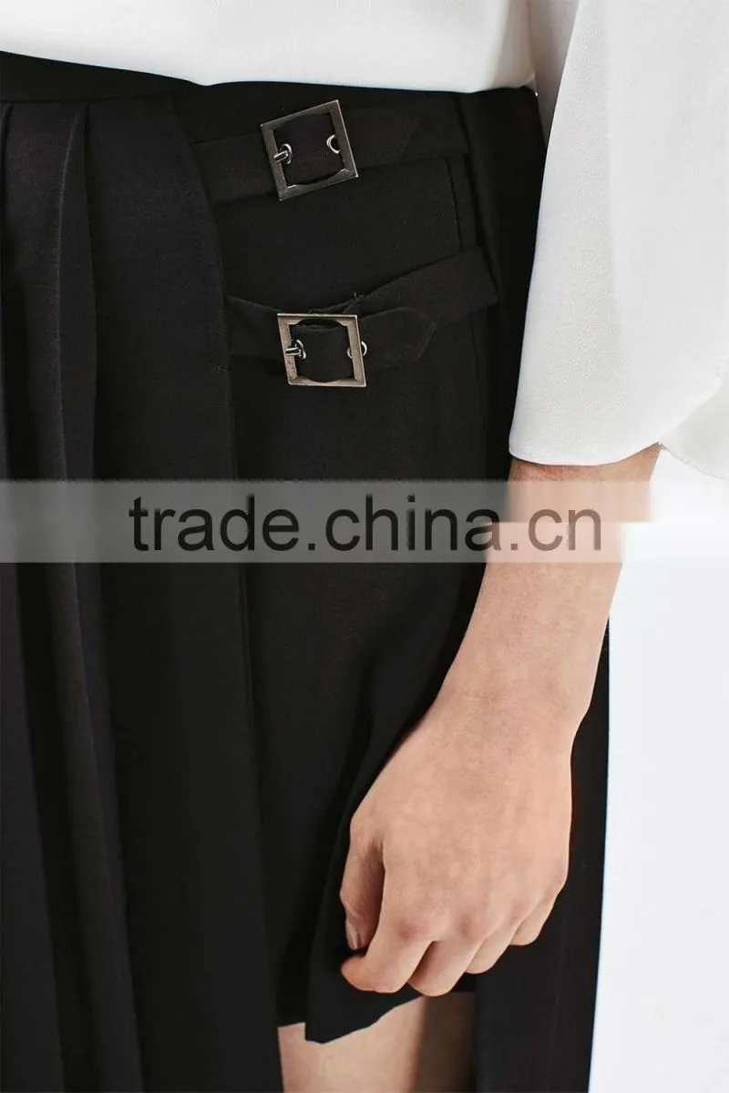 Fashion pleated women divided skirt women long skirt