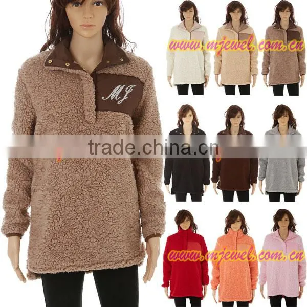 Wholesale monogram sherpa fleece woman pullover sweater