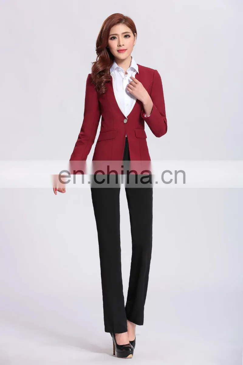 new arrival wine color formal lady long pant suits