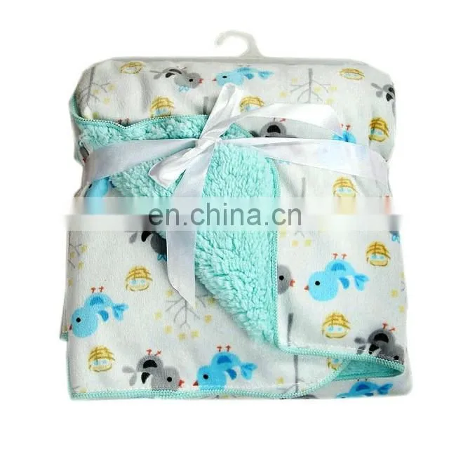 2017 Promotional Double-sided Soft Fluffy Fleece Blanket For Baby