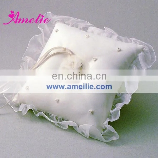 AR9272 White and silver wedding ring bearer ring pillow