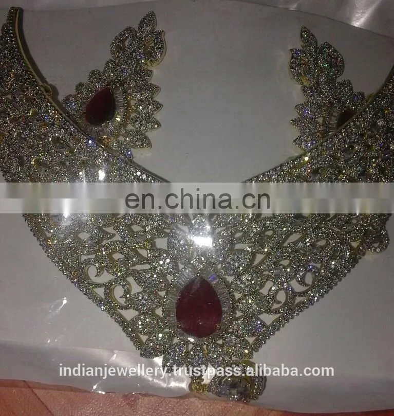 CZ jewelry necklace manufacturer,cubic zirconia necklace jewellery exporter