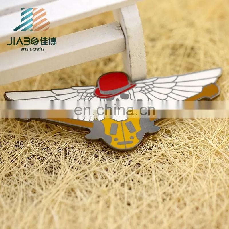 Jiabo custom pin badge skull wings metal lapel pin badge