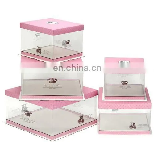 2015 transprent pvc cake box with paper cap