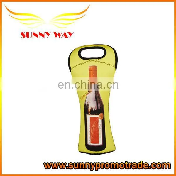 Customized collapsible neoprene wine bottle cooler/ bag with logo