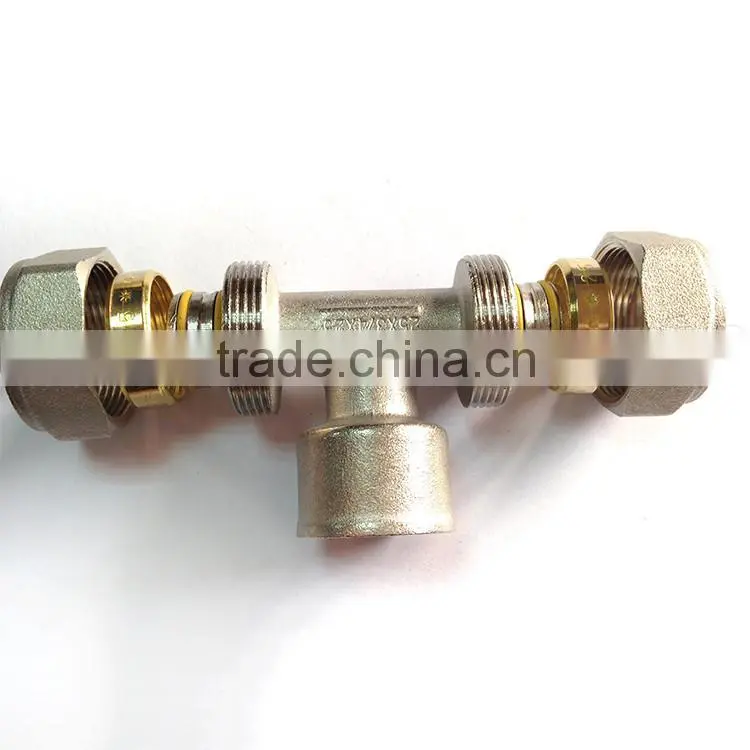 Pipe accessory brass forged union equal / male / female tee fitting with lead free