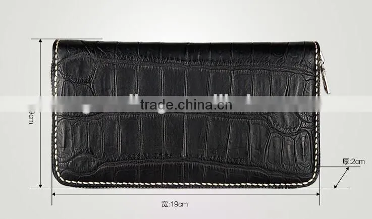 Luxury Wholesale Genuine Crocodile Alligator leather Women Zip Long Wallet Clutch Wallet for Men