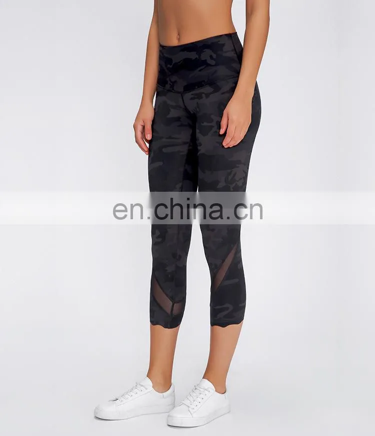 Top Quality Nylon Spandex Nude Feeling Women Yoga Wear Custom 3/4 length training yoga pants