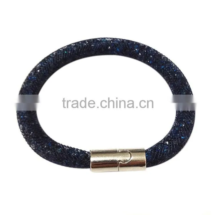 Cheap Promotion!!! 2016 Hot sale Mesh Stardust Bracelets With Crystal Filled Magnetic Clasp Charm Bangles!
