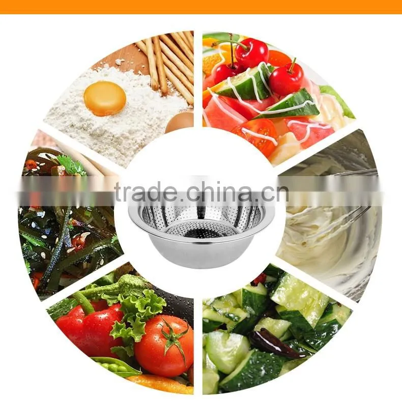Chinese kitchenware wholesale vegetable and fruit bowl stianless steel with colander