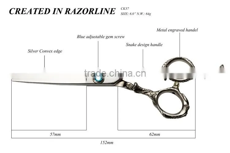 2016 newest style and hot selling RAZORLINE hairdressing scissors