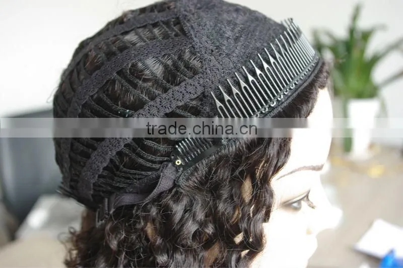 wholesale price brown curly human hair half wig