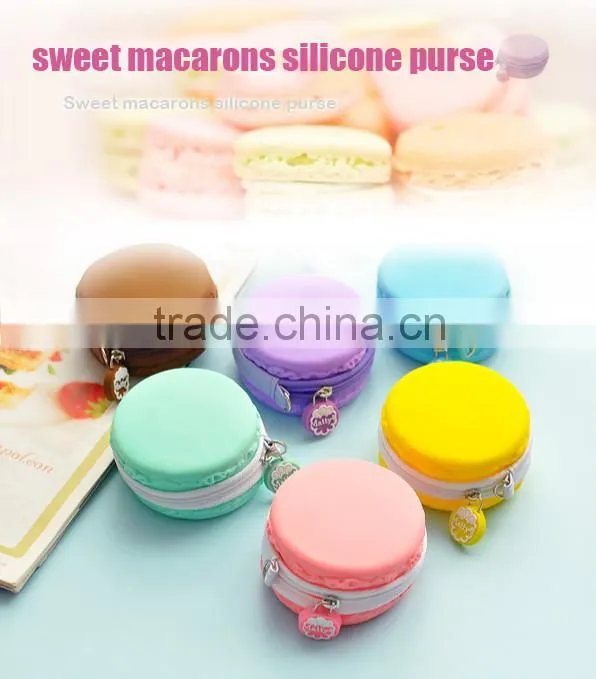 High quality Macaron Cake Shape Silicone Waterproof Coin Purses
