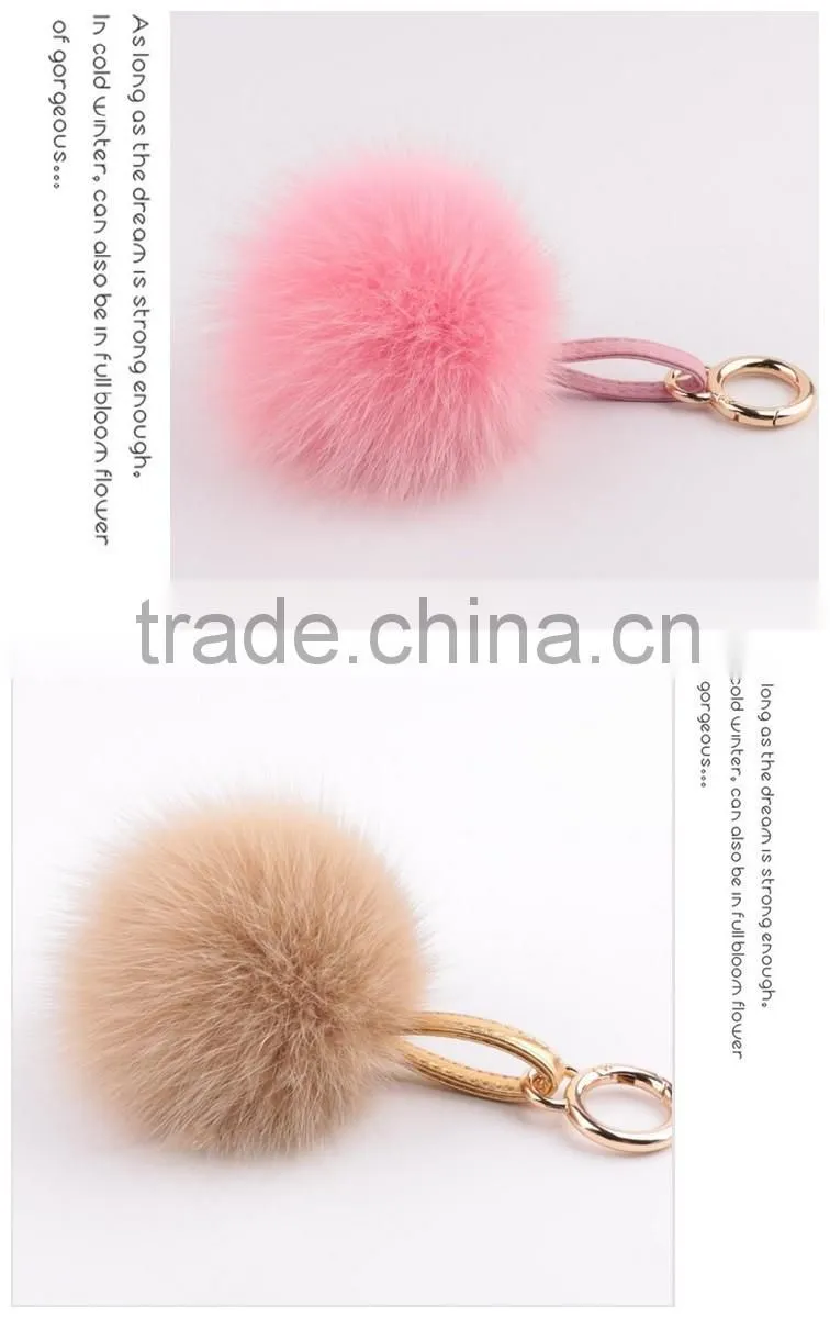 Multi Colors Women Girls Keychain Bag Phone Carkey Ornaments Fox Fur Pom Pom Keyring