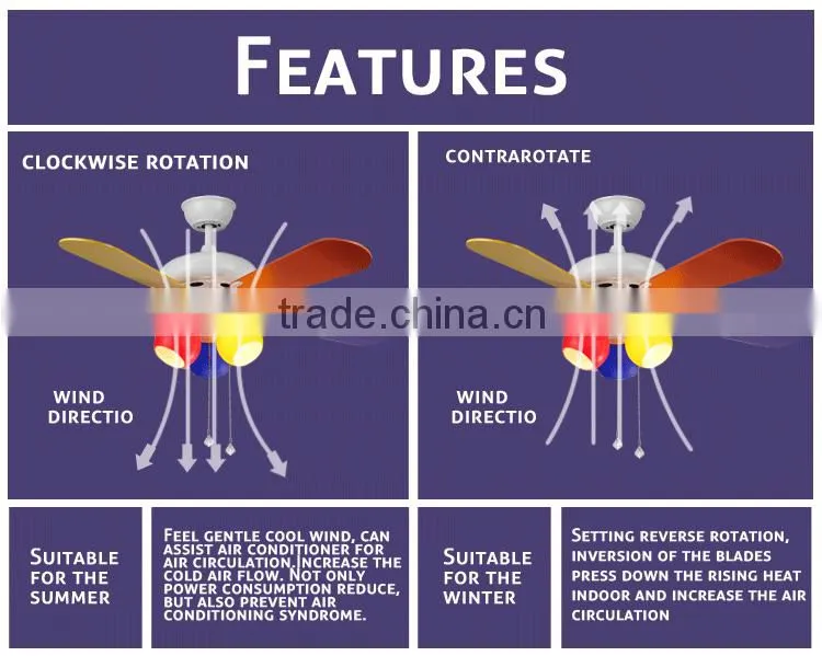 Home Decorative Classical Design Ceiling Light Fan with Pulling Switch