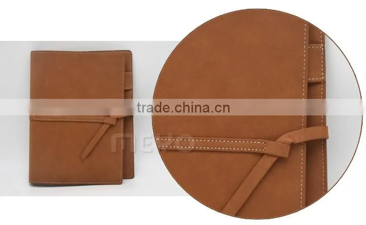 Vintage leather cover notebook and golden twist ball pen gift set with logo