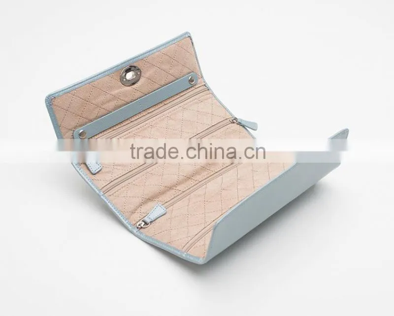 Exquisite Fashion Light Blue PU Leather Travel Jewelry Case