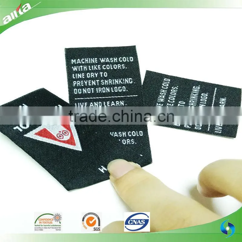 Garment accessories like clothing woven polyester/satin label printed wash care label manufacturer