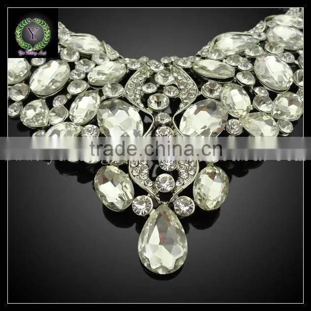 fashion design gold plated necklaces and earrings with crystal statement jewelry sets KHK728